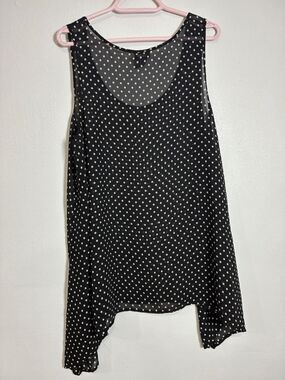 Torrid Womens Tank Top Size 1 Black Polka Dot Asymmetrical Hem Sleeveless